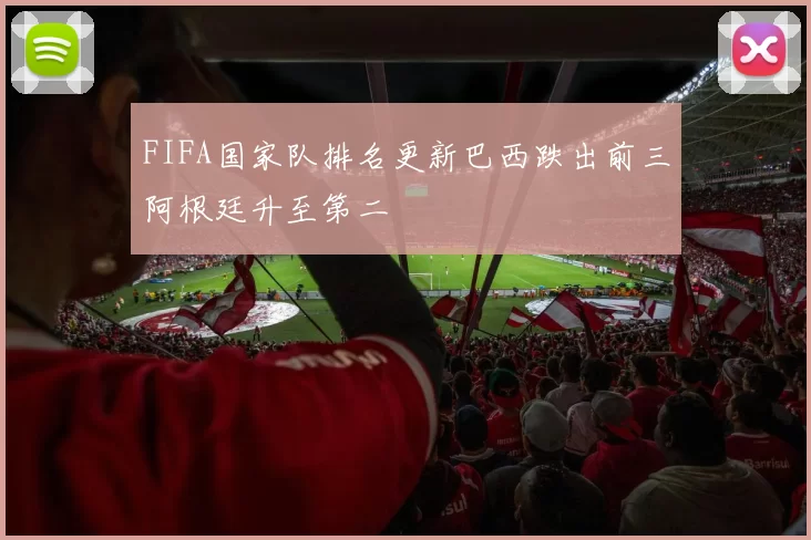 FIFA国家队排名更新巴西跌出前三阿根廷升至第二