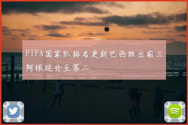 FIFA国家队排名更新巴西跌出前三阿根廷升至第二